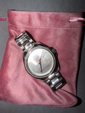 Michael Kors Silver Crystal MK Logo Watch